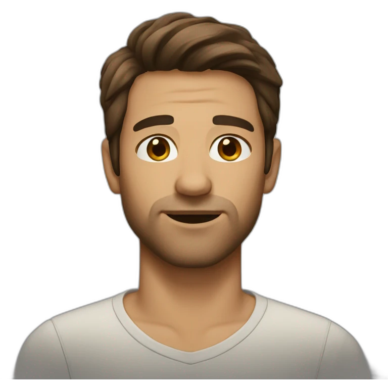 Brown hair man without beard emoji