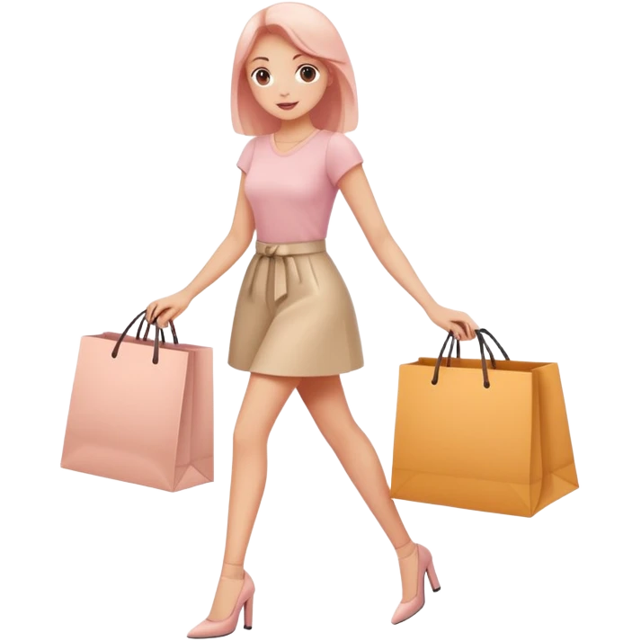 Blush face with shopping bag and hands and legs emoji