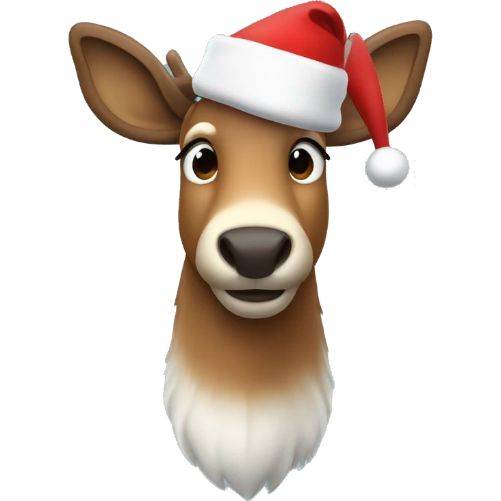 Reindeer with a Santa hat emoji