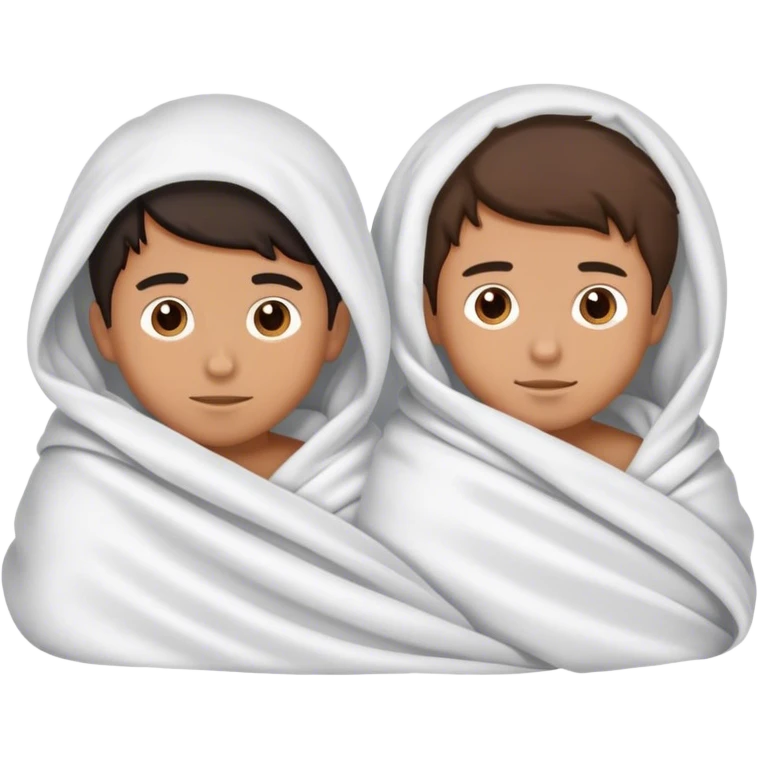 2 boys laying in bed under one blanket withour t shirts emoji
