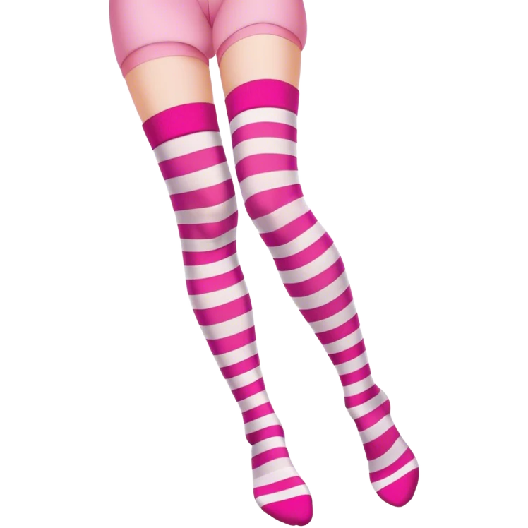 Pink and white striped thigh high socks emoji
