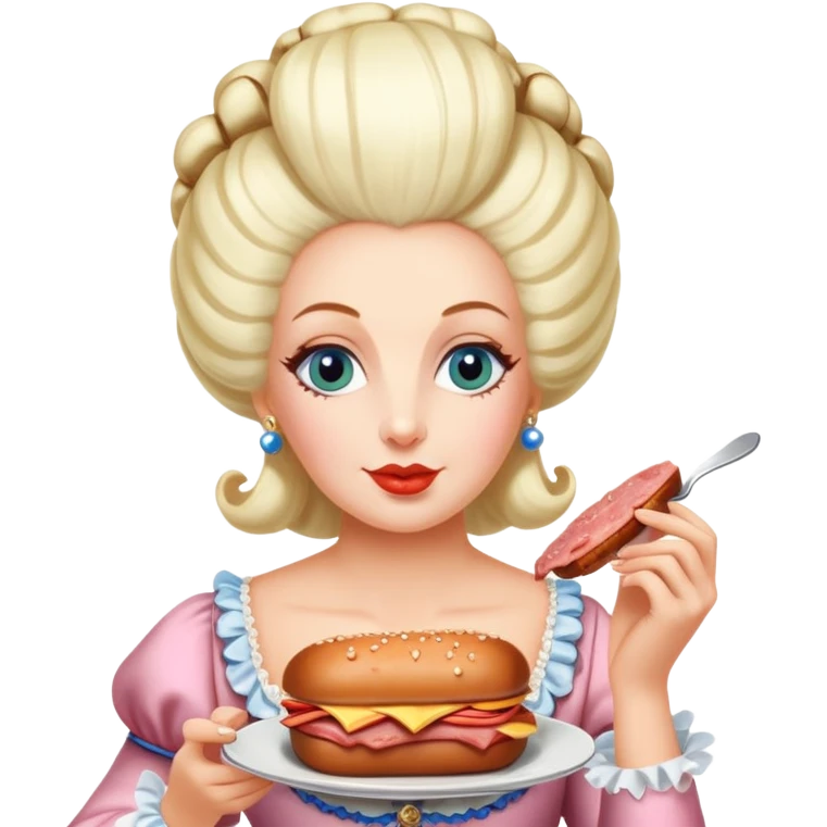 marie antoinette eating spam meat at cafe emoji