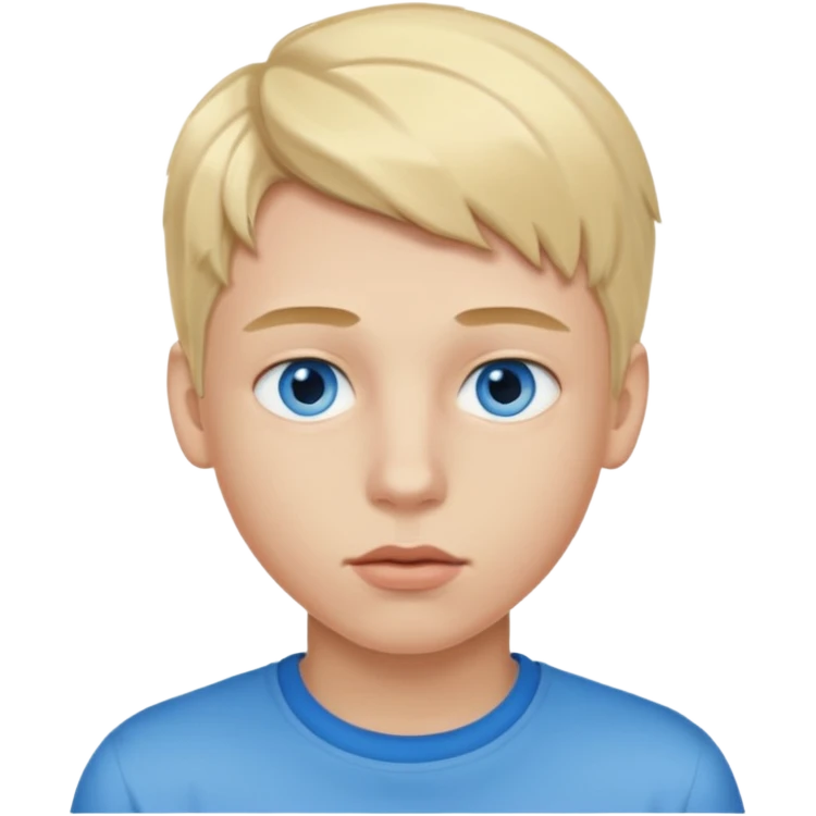 Teenage boy with blue eyes, blonde hair and thick lips emoji
