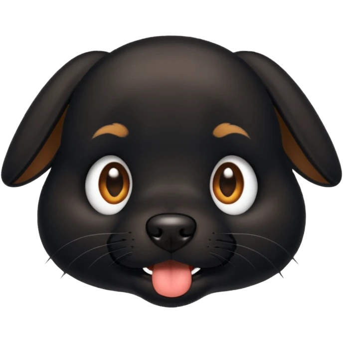 Little black dog biting emoji