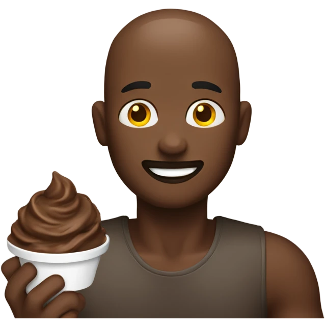 A man eating a bowl of chocolate ice cream emoji