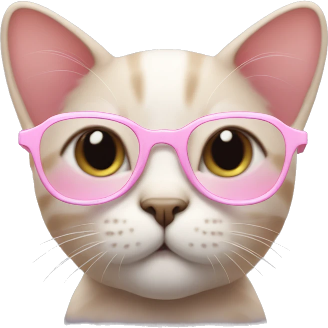 Cute cat with baby pink glasses emoji