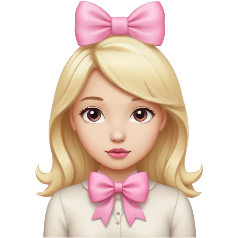 A dentist blondish girl with a pink bow emoji