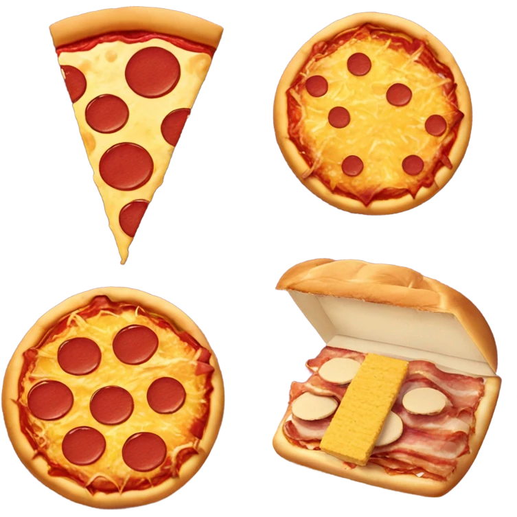 Pizza, ketchup  and some cheese 🧀 sandwiches 🥪 with some bacon 🥓 and some chicken 🍗 nuggets with some bacon ￼ emoji
