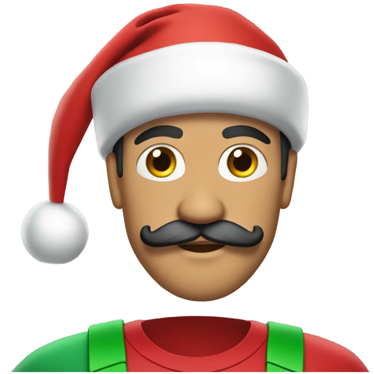 Mexican wearing a Nike tech with a mustache and goatee with a Santa hat on  emoji