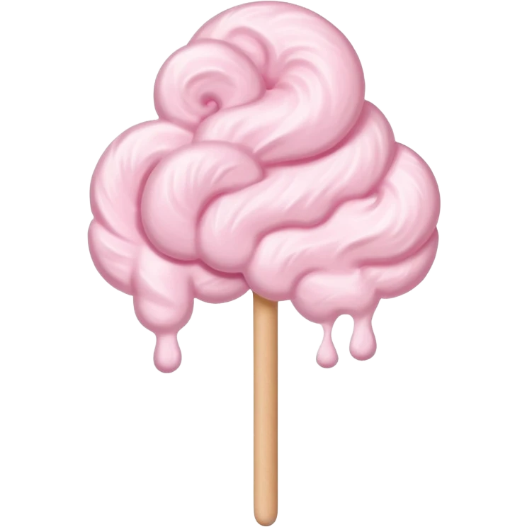 fluffy pastel pink cotton candy on a paper stick, soft and whimsical emoji