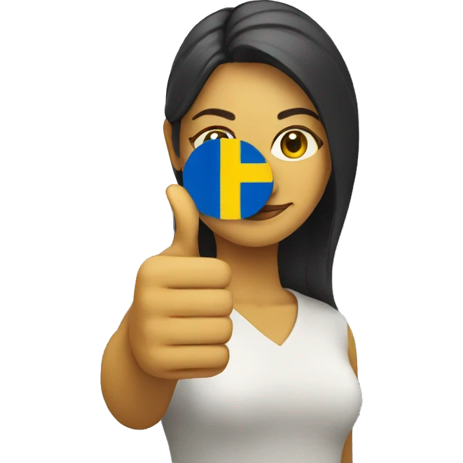 Woman with a swedish flag thumb up  emoji