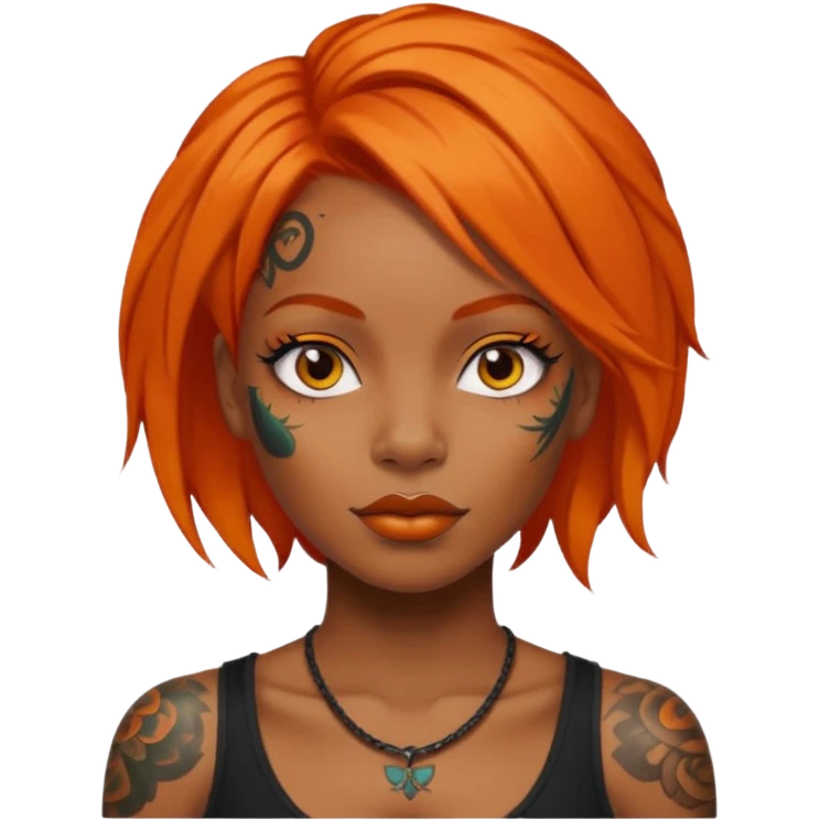 Tattooed black wwoman with orange hair emoji