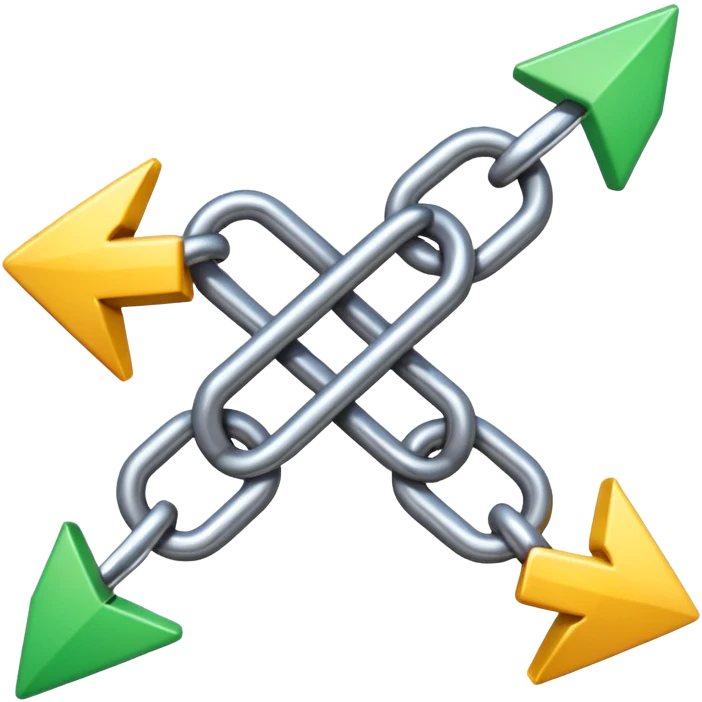 iPhone-style emoji of a chain link with an integrated forward arrow, symbolizing leading the way and purposeful connection, clean and energetic emoji