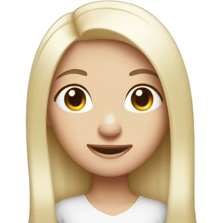 Female emoji with white skin, long straight black hair, winking expression, named Carly emoji