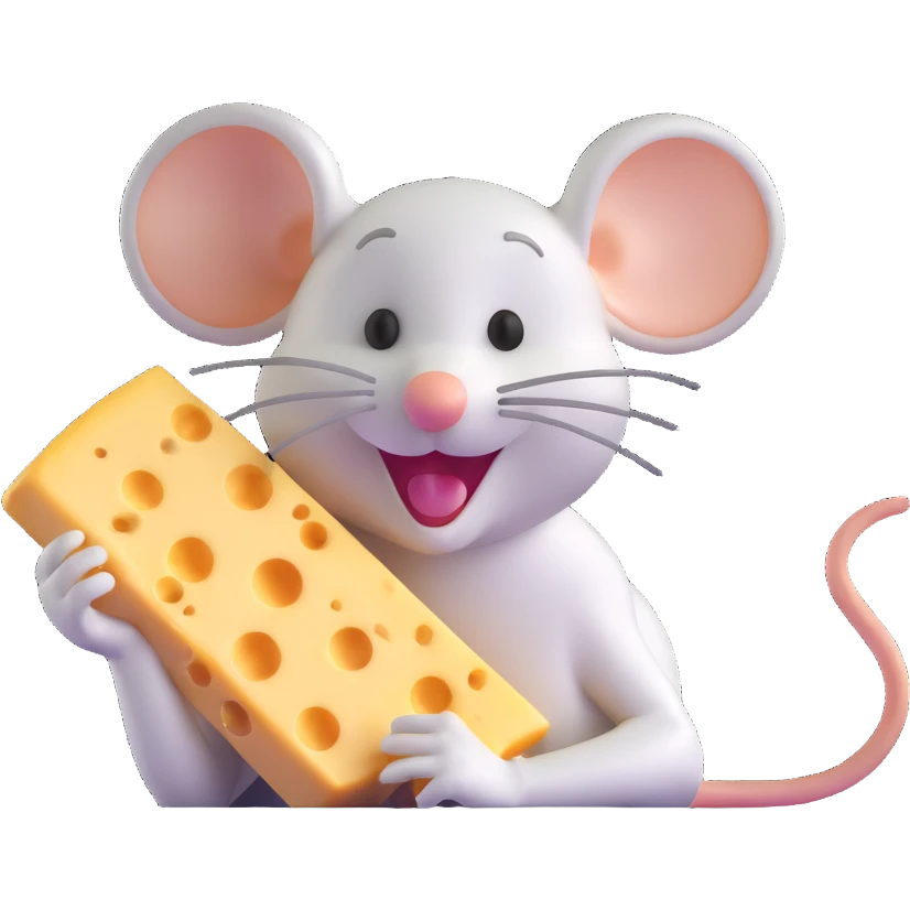 Jerry mouse from Tom and Jerry cartoon happily eating cheese emoji