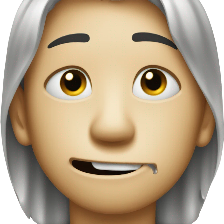 A broken smile face emoji trying to keep their tears in. emoji