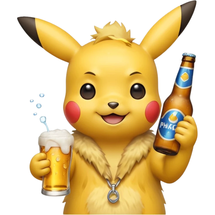 Así a picachu con una chela emoji