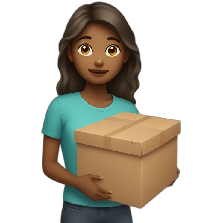 girl holding boxes emoji