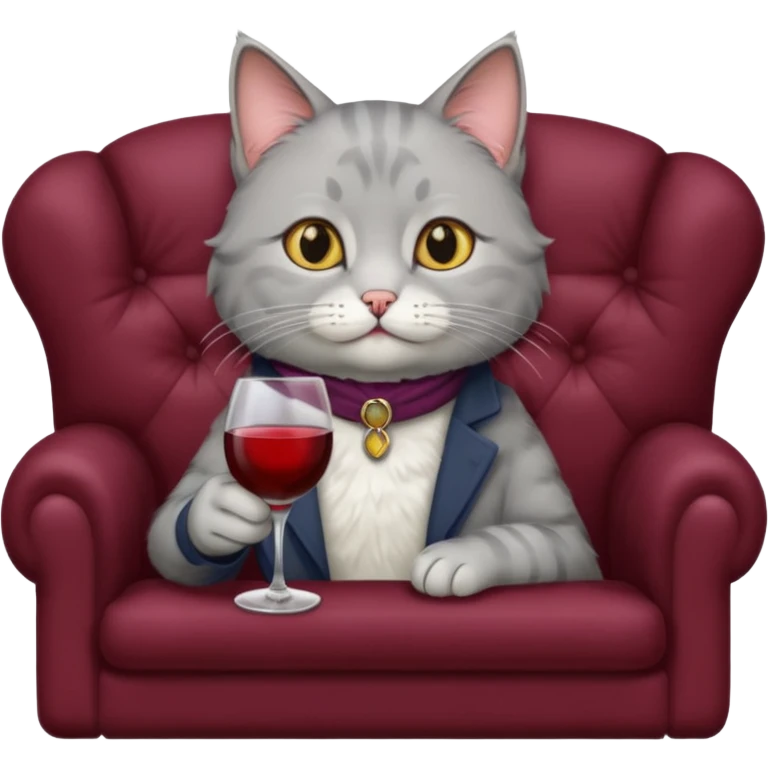 gray Cat On A Couch With Wine emoji