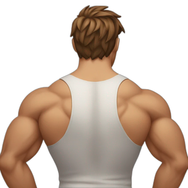 Muscular back of a man with brown hair emoji