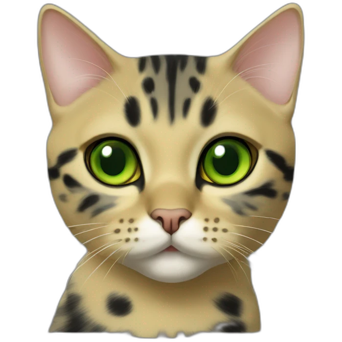 Scottish shorthair cat black spot on gold with green eyes emoji