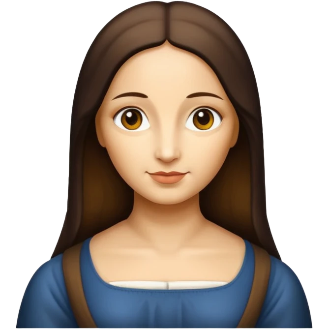Mona Lisa, simplified features, apple emoji style emoji