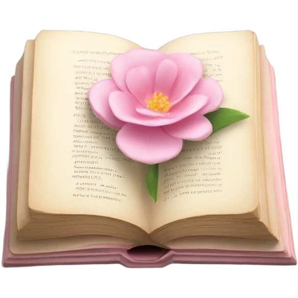 Realistic Open book with light pink flower inside emoji