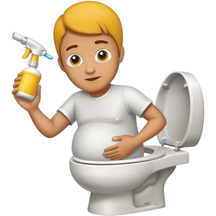 A pregnant man spraying mustard on toilet emoji