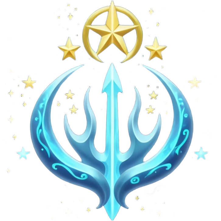 ghibli style cosmic trident with swirling stars emoji