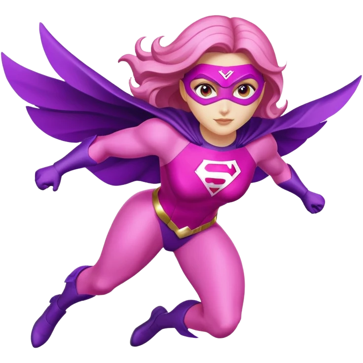 pink violet woman superhero flying emoji