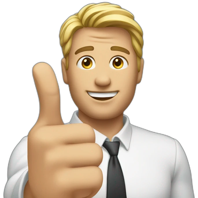Man with his hand up ready to snap looking happy emoji