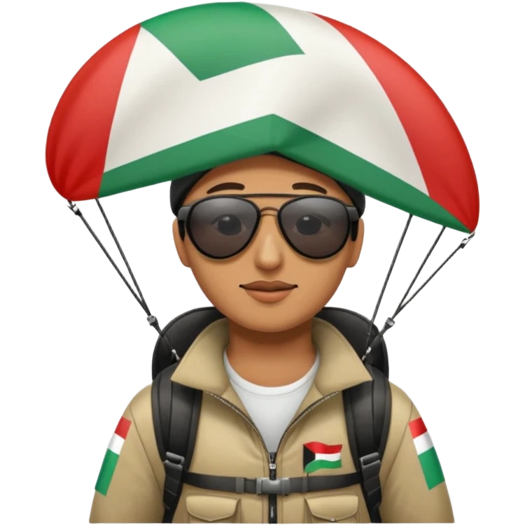 a palestinian flag paraglider, respect scrupulously the correct shapes and colours of the palestinian flag, try again emoji