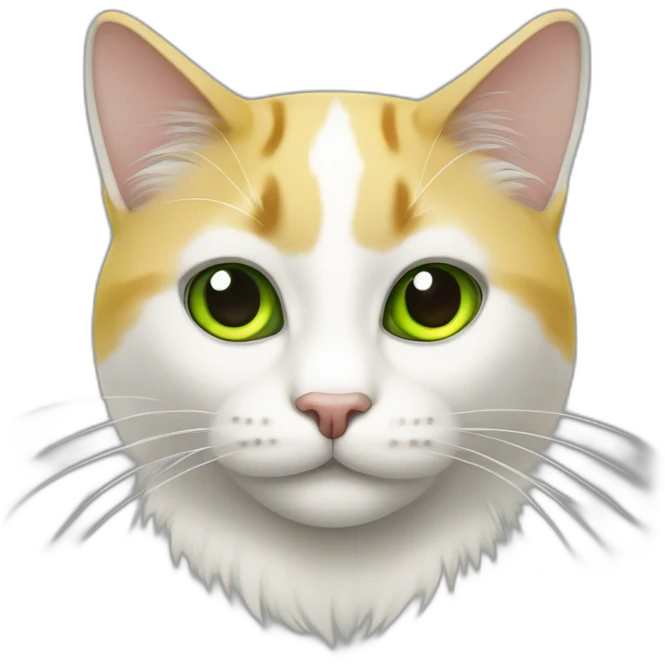 Gato blanco con un ojo verte y el otro amarillo emoji