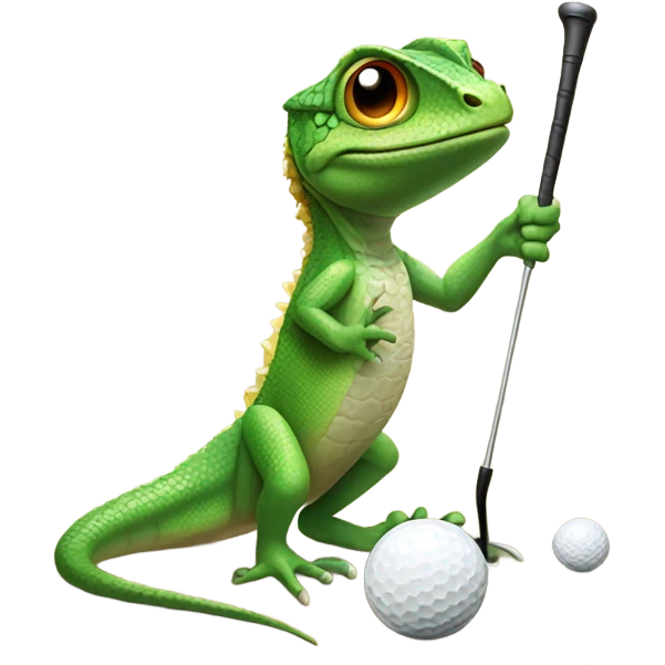 Lizard playing golf emoji