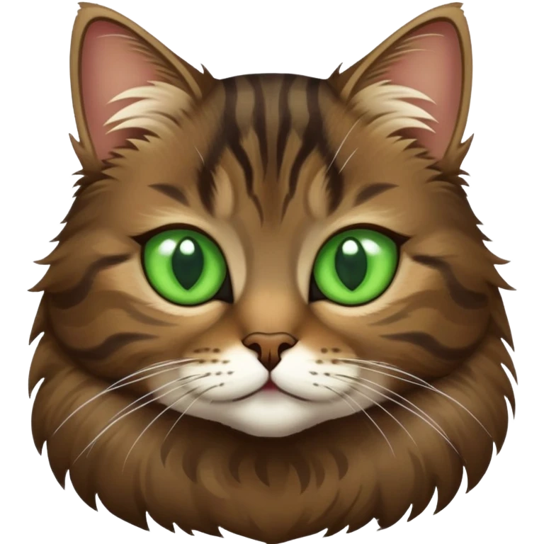 Dark brown tabby cat with green eyes emoji