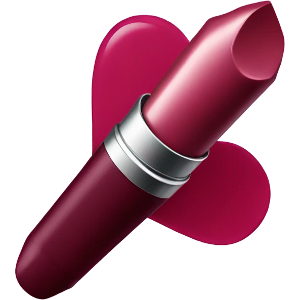 Maroon lipstick with heart emoji