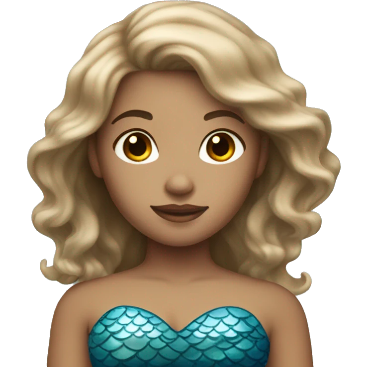 light skinned and light brown haired blue mermaid emoji