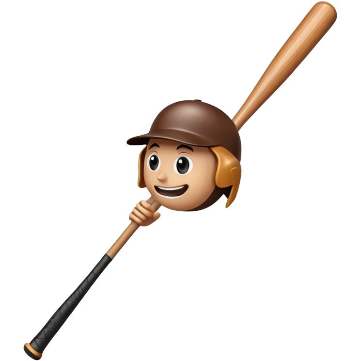 Brown wooden baseball bat with cartoon limbs and a face in mid-swing motion emoji