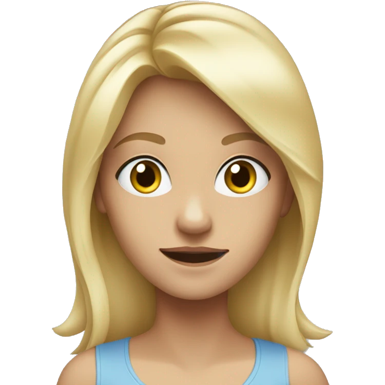blonde girl blue eyes running emoji