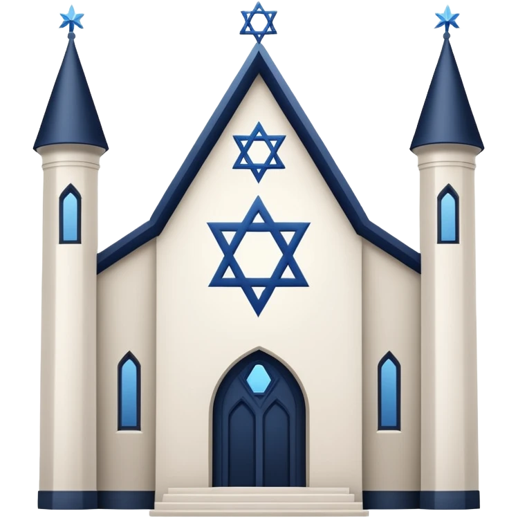 reform jewish synagogue similar to historical religious architecture in europe. the building should be white in color, feature gothic architectural elements and star of david as main symbol. no crosses, christian symbols, the color blue and any visual associations with israel. ios style. emoji