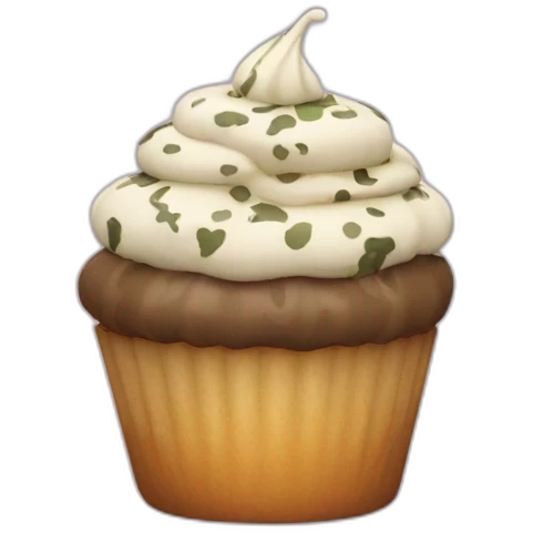 Happy cupcake with camouflage icing emoji