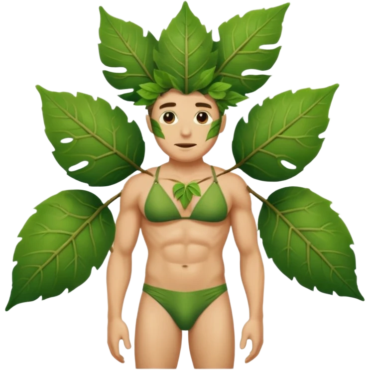 Leaf man. Have a leaf bikini and bra. Tree hair emoji