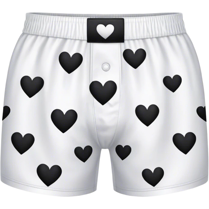 Black heart patterned white pair of boxers emoji