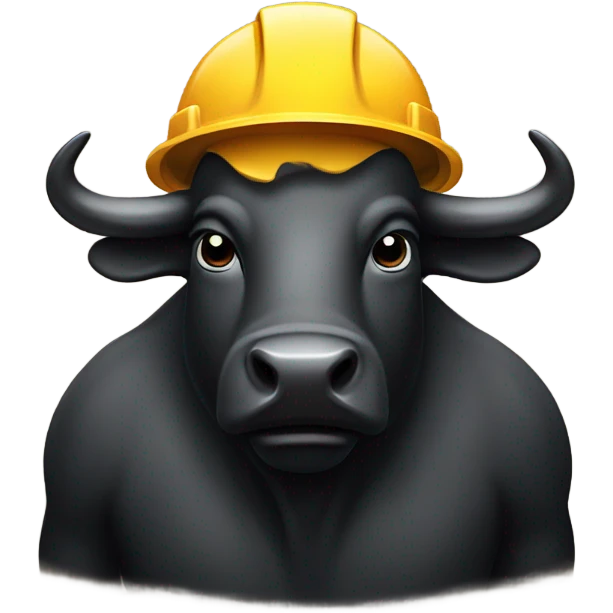 Buffalo animal with solid black hard hat on emoji