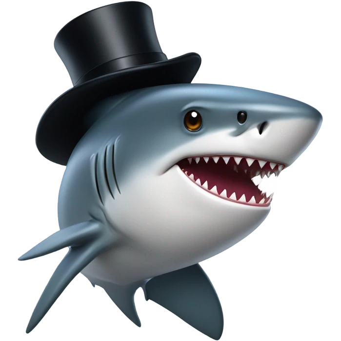 Shark with a top hat emoji