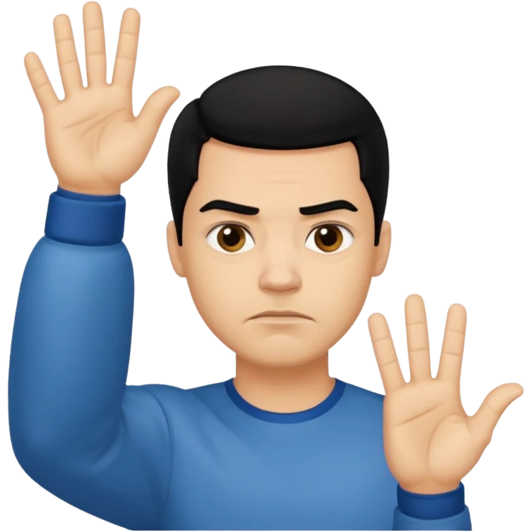 light skin black hair man haciendo señal de no emoji