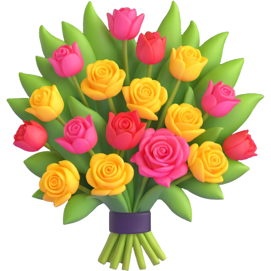 bouquet of roses and tulips emoji