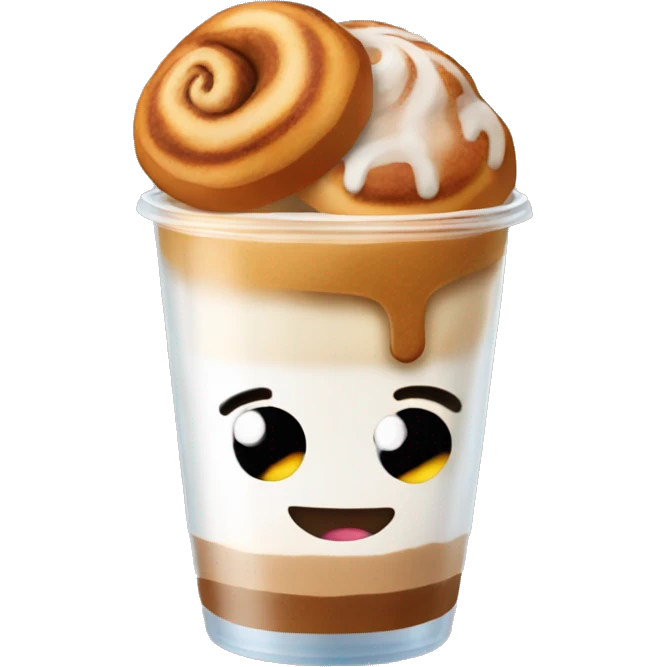 Cinnamon and cappuccino bun in a disposable glass emoji