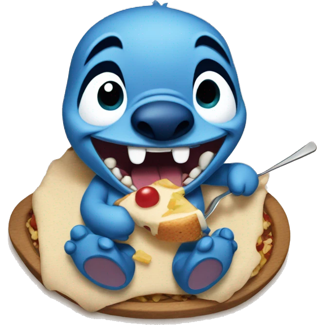 Stitch from cartoon eating emoji