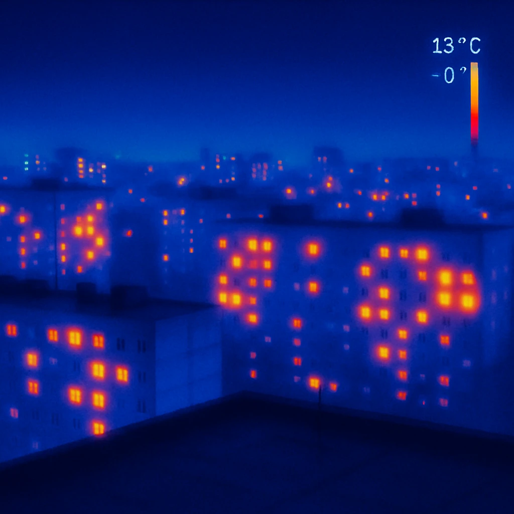 View from the roof of a Russian panel city with glowing windows emoji